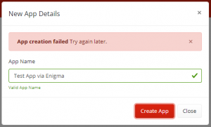 Qlik sense enigma js example create app failure message