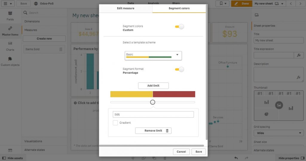 Qlik sense Segment Color of a Master Measure