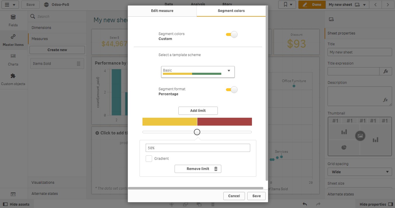 Qlik sense Standard RAG Colors using segment colors and variables